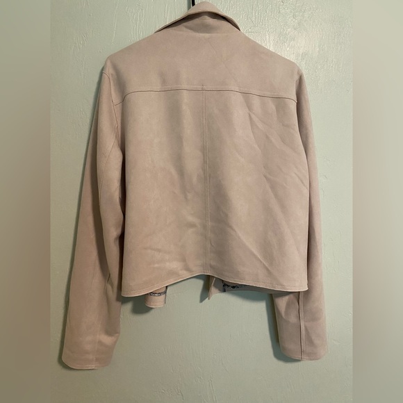 Anthropologie Blush Pink Faux Suede Moto Jacket Size XL - Picture 4 of 7